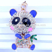 Fashion Yiwu jewelry 2015 best selling OEM panda crystal metal keychain wholesale